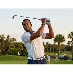 Nike Men's Polo Shirt, Nike Medium, Dri-Fit, White Gray Pine, NWT, Retail $80